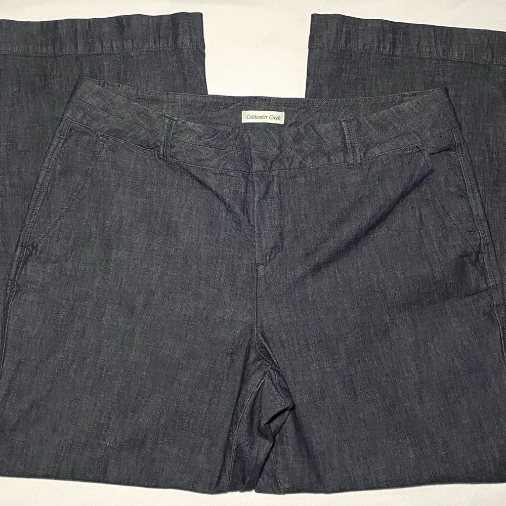 Coldwater Creek Wide-Leg High-Rise Trousers Denim Blue Size 16P
